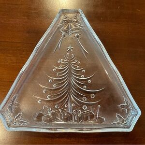 Christmas Tree Glass Serving Platter